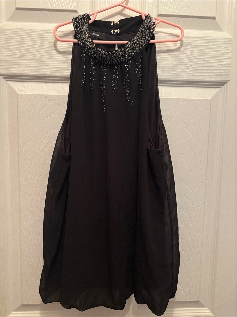 Alfani Black Beaded Halter Neck Blouse